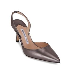 Manolo Blahnik Carolyn Anthracite Leather Slingback
